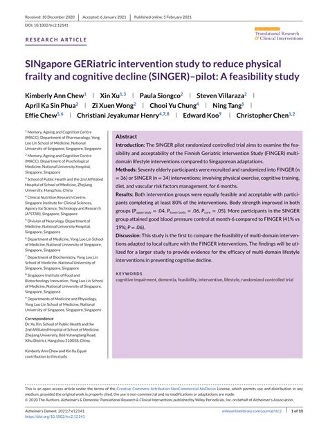 paula siongco|SINgapore GERiatric intervention study to reduce physical frailty and.